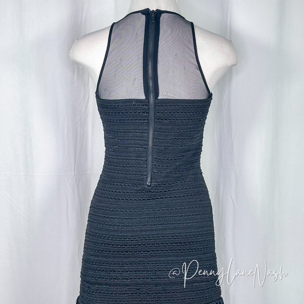 Parker Gabe Black Fringe Fitted Body Con Bandage Flapper Dress - Picture 9 of 15